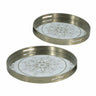 A&B Silver Mirror Tray w/ Crest 14.5" - Sm - Decorative Trays Merchandise