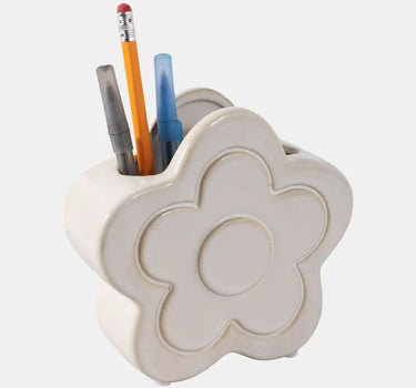 Sagebrook Ivory Flower Power Pencil Cup/Vase 5" - Merchandise