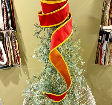John Mark - JME Red/Mustard Taffeta Dupion Ribbon 2.5" x 10yd