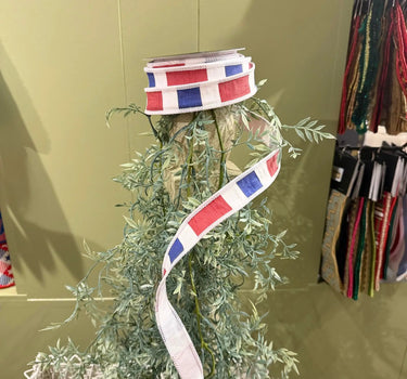 John Mark - JME Red/White/Blue Stripe Dupion Ribbon 1"  x 10yd
