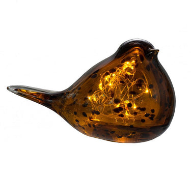 LED Amber Glass Bird 8.5" x 5" - Evergreen Home and Floral