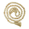 Deco Marché Light Brown Mango Wood Beaded Garland with Tassel, 80"L - Uncategorized Merchandise