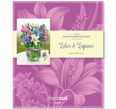Lilies & Lupines Pop - up Greeting Card - Evergreen Home and Floral
