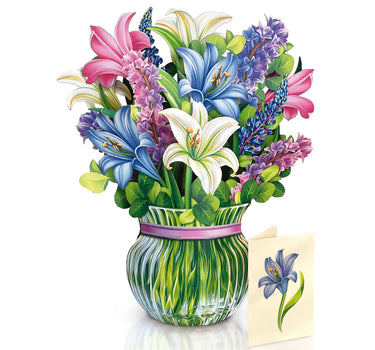 Lilies & Lupines Pop - up Greeting Card - Evergreen Home and Floral