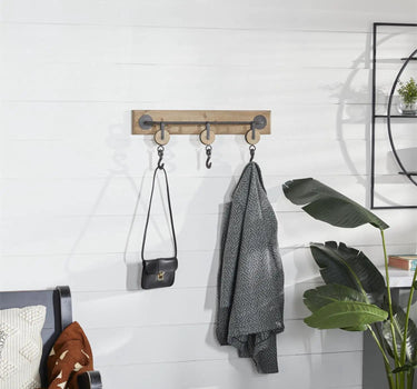Deco Marché Metal Wood Wall Hooks 24"x10" - Coat & Hat Racks Merchandise
