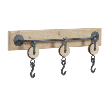 Deco Marché Metal Wood Wall Hooks 24"x10" - Coat & Hat Racks Merchandise