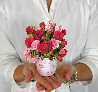 FreshCut Paper LLC Mini Blooming Roses Pop-Up Greeting Card - Greeting Cards Merchandise