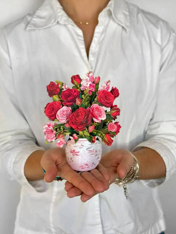 FreshCut Paper LLC Mini Blooming Roses Pop-Up Greeting Card - Greeting Cards Merchandise