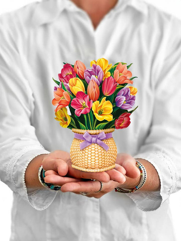 FreshCut Paper LLC Mini Festive Tulips Pop-Up Greeting Card - Greeting Cards Merchandise