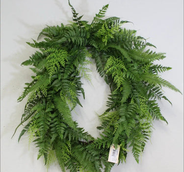 Supreme Mixed Fern Oval Wreath 22" x 15" - Wreaths Silk