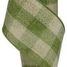 Moss Green/Beige Woven Royal Burlap Check Ribbon 4" X 10Yd - Evergreen Home and Floral