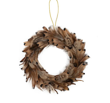 Natural Ringneck Pheasant Feather Wreath 7-8"D