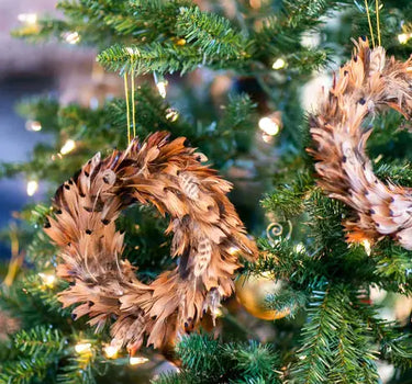 Natural Ringneck Pheasant Feather Wreath 7-8"D