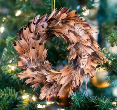 Natural Ringneck Pheasant Feather Wreath 7-8"D