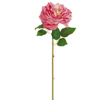 Allstate Open Cabbage Rose Spray Pink 20" - Artificial Flowering Plants Silk