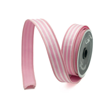 Farrisilk Pink Newport Stripes Wired Ribbon 1"W X 10Yd - Ribbons & Trim Ribbon