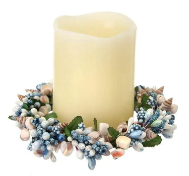 Regency Pipberry Shell Candle Ring Cream-Blue 4" - Uncategorized Merchandise