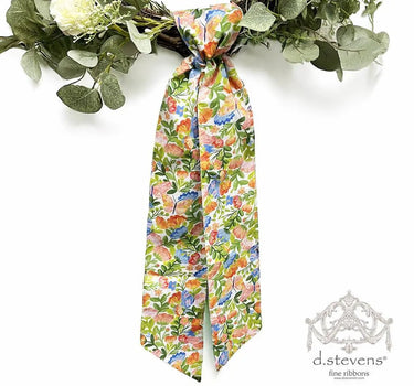 D Stevens Poplin Floral Print Wreath Sash Ribbon 4"W x 56"L - Wreaths & Garlands Wreath Sash