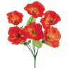 Allstate Poppy Bush Red-Orange 12.5" - Artificial Flowering Plants Silk