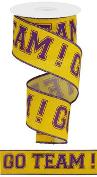 Purple/Yellow Go Team Ribbon 2.5" x 10 yd - Evergreen Home and Floral