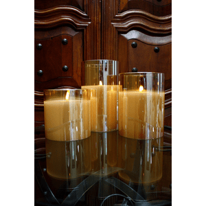 Radiance Large Pillar Candle Champagne 5.75" x 5.75" - Evergreen Home and Floral