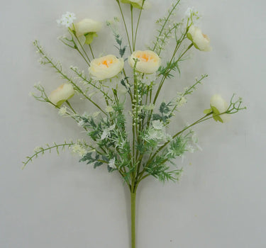 Golden Bell Ranunculus Mixed Bush Cream 21.5" - Artificial Flowering Plants Silk