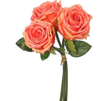 Regency Real Touch Rose Bundle Coral 11.5" - Uncategorized Silk
