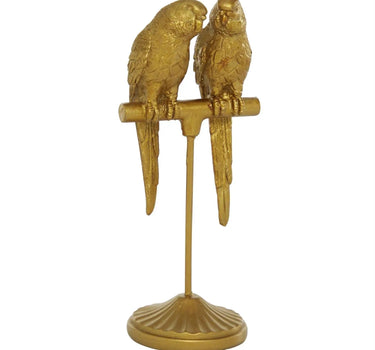 Deco Marché Resin Gold Parrot Sculpture 3" x 3" x 9" - Sculptures & Statues Merchandise