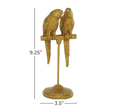 Deco Marché Resin Gold Parrot Sculpture 3" x 3" x 9" - Sculptures & Statues Merchandise