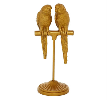 Deco Marché Resin Gold Parrot Sculpture 3" x 3" x 9" - Sculptures & Statues Merchandise