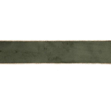 Reversible Classic Velvet Wired Ribbon Moss/Gold 2.5"Wx10yd - Evergreen Home and Floral