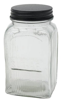 A&B Ribbed Clear Glass Kitchen Canister (3 Sizes) - Food Storage Containers Merchandise