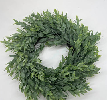 Le Fleur Ruscus Wreath Green 14" - Wreaths Silk