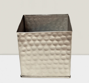 SNK Silver Iron Hammered Cube 5'' x 5" x 5'' - Vases Merchandise