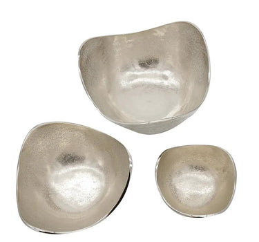A&B Silver Lindi Aluminum Bowl Large 12" x 12" x 6" - Decorative Bowls Merchandise