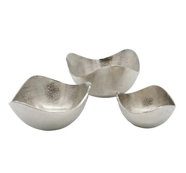 A&B Silver Lindi Aluminum Bowl Medium 9.5" x 9.5" x 4.5" - Decorative Bowls Merchandise