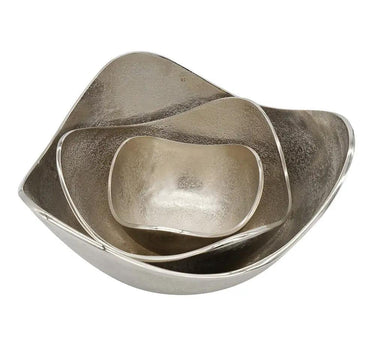 A&B Silver Lindi Aluminum Bowl Medium 9.5" x 9.5" x 4.5" - Decorative Bowls Merchandise