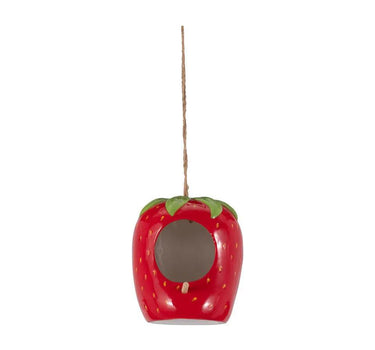Sagebrook Strawberry Bird House/Feeder 6" - Birdhouses Merchandise