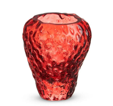 RAZ Strawberry Bouquet Glass Vase 4" - Vases Merchandise