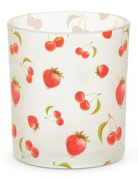 RAZ Strawberry/Cherry Pattern Container (2 Sizes) 3.75"-6" - Decorative Jars Merchandise