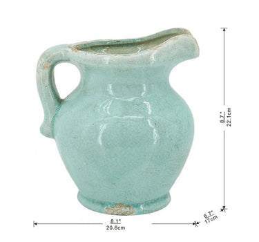A&B Teal Terracotta Pitcher Vase 8" x 7" x 9" - Vases Merchandise