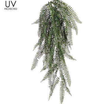 Allstate UV & FR Boston Fern Hanging Bush 34" - Artificial Non-Flowering Plants Silk