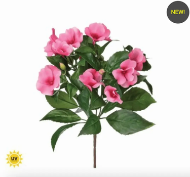 Regency UV Impatiens Plant Hot Pink 10" - Artificial Flowering Plants Silk