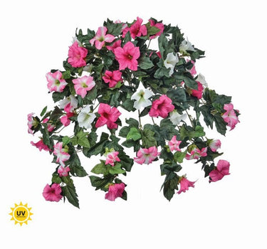 Regency UV Petunia Hanging Bush Pink-White 26" - Uncategorized Silk