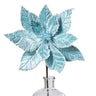 Velvet poinsettia stem, light blue silk artificial flower, 22in Direct Export