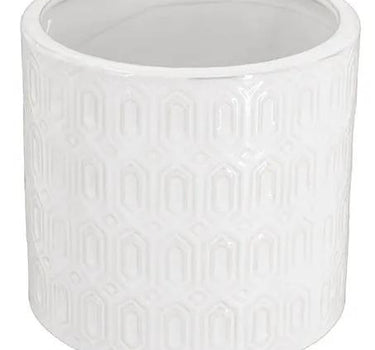 A&B White Ceramic Geometric Planter (2 Sizes) 6-7" - Uncategorized Merchandise
