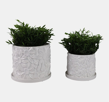 Sagebrook White Daisy Flower Planter (2 Sizes) 6-8" - Planters Merchandise