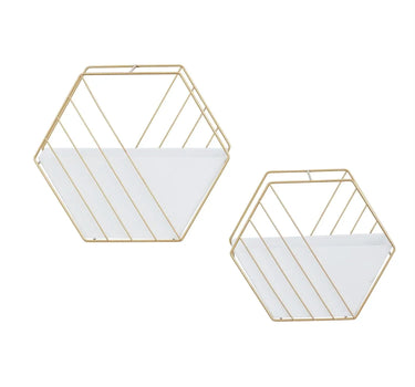 Deco Marché White Metal Geometric Hanging Planter Large 10" - Planters Merchandise