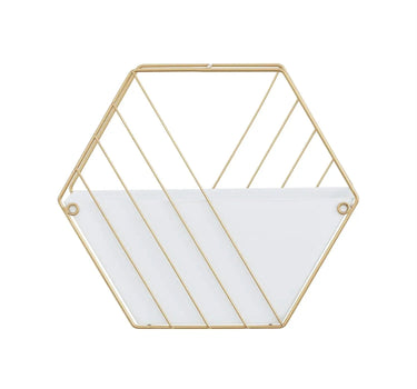 Deco Marché White Metal Geometric Hanging Planter Small 9"H - Planters Merchandise