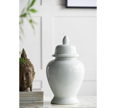A&B White Porcelain Ginger Jar with Lid 20" - Vases Merchandise